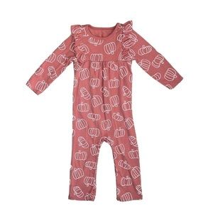 Cat & Jack Baby Autumn Fall Harvest Ruffle Pumpkin Romper Sz 18M